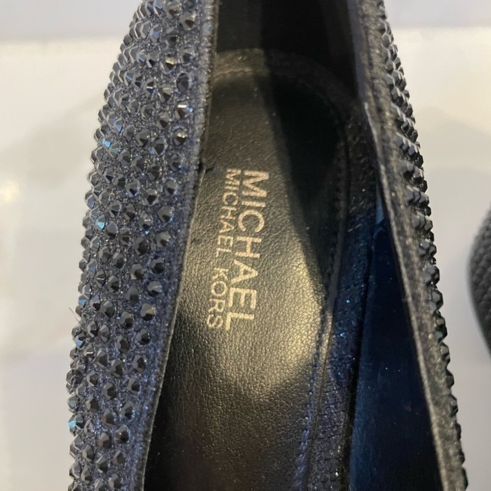 Micheal Kors | Black Arabella Sparkle Round Toe Classic Elegance Mini Pump Shoe - Picture 6 of 16